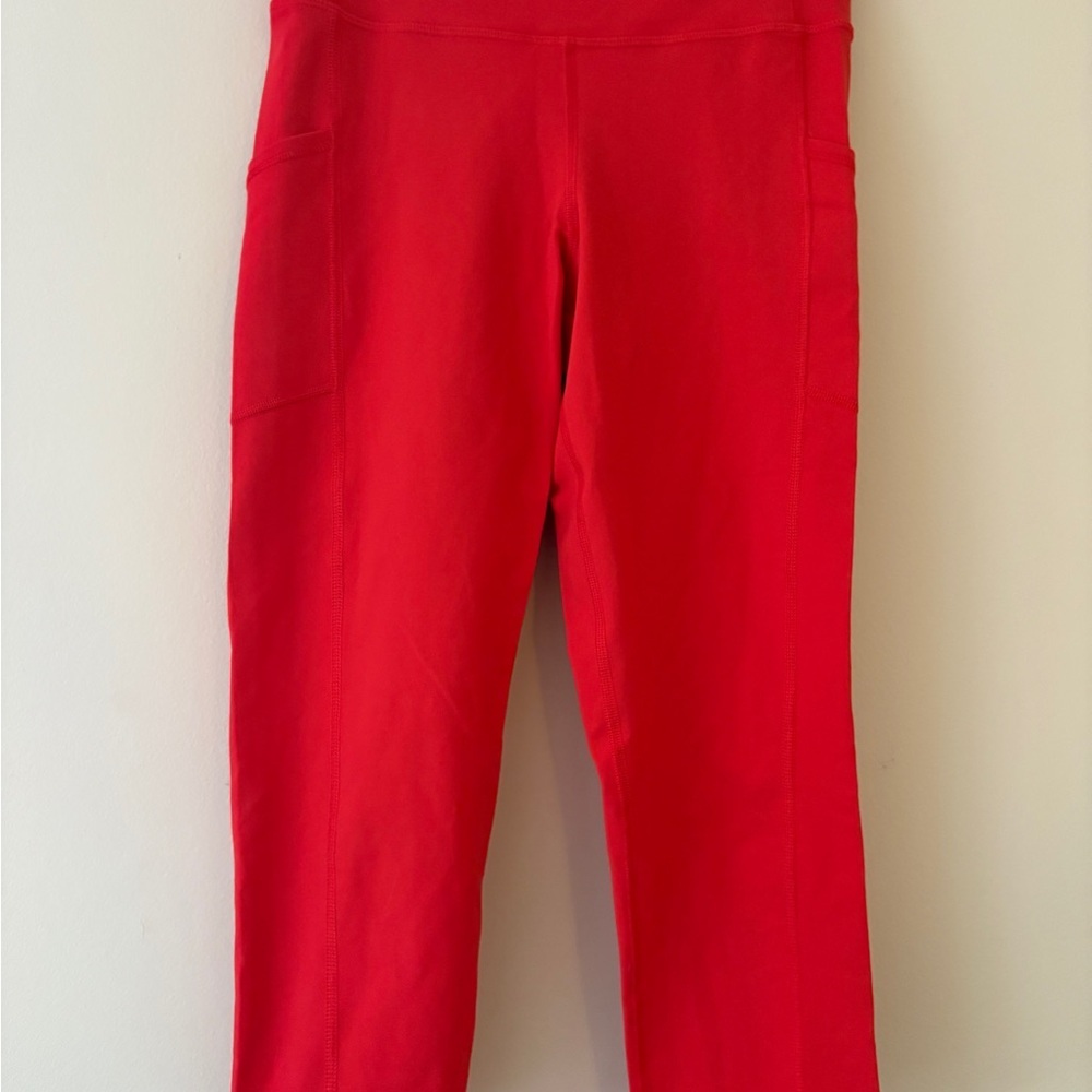 Savvi Red Cropped Leggings Small High Rise Side Pockets Yoga Activewear